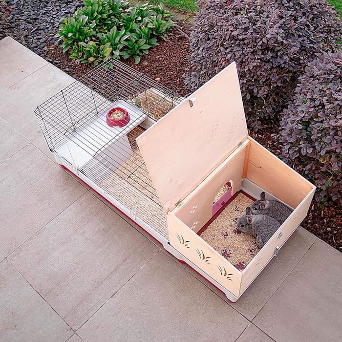 Ferplast Krolik Extra-Large Rabbit Cage W/ Wood Hutch Extension Rabbit Cage Includes All Accessories And Measures 55.9L X 23.62W